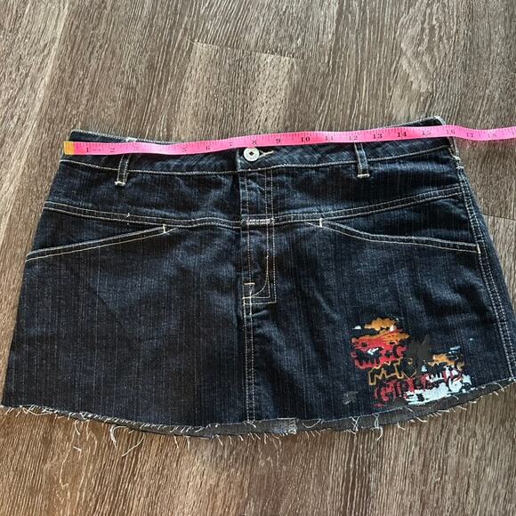 Vintage Marithé François Girbaud Denim Micro Mini Skirt Size 31 Y2K Graphic Logo - Picture 13 of 14